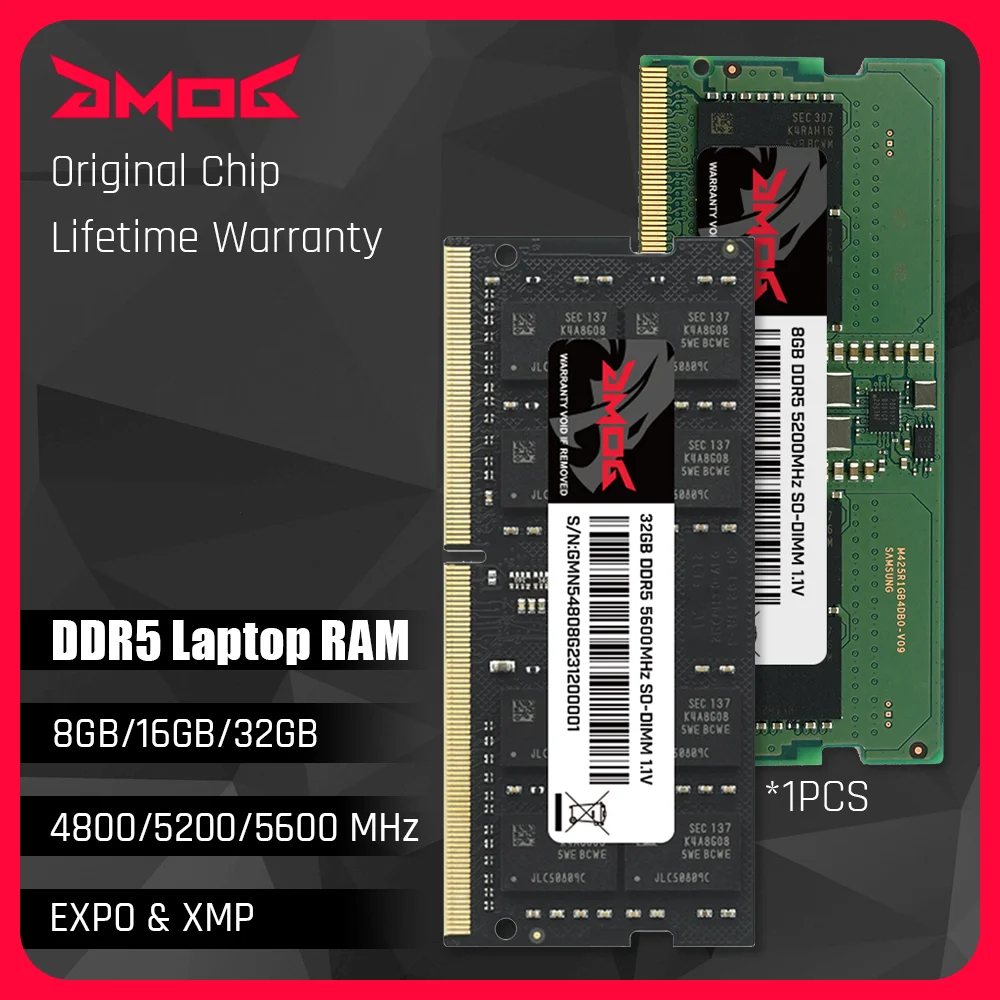 

Оперативная память GMOG DDR5 SO-DIMM для ноутбука 8 ГБ 16 ГБ 32 ГБ 4800 МГц 5200 МГц 5600 МГц XMP и EXPO разгон память для ноутбука 262-Pin RAM