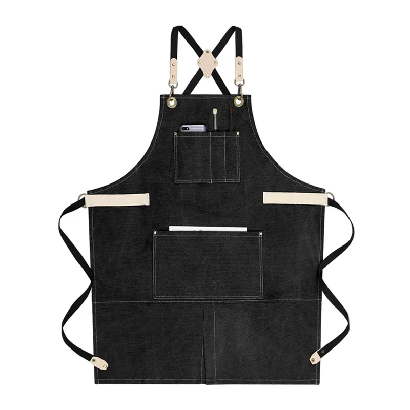 Split-Leg Canvas Apron Barista Bartender Restaurant Server BBQ Pastry Chef Uniform Florist Barber Gardener Potter Workwear F12