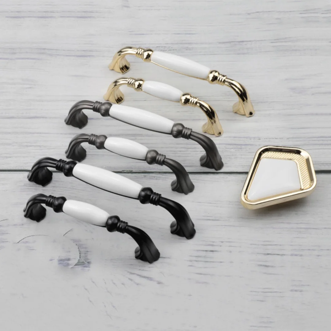 96 128mm Modern Simple White Ceramic Wardrobe Cupboard Door Handle Gold Black Gray Dresser Drawer Of Cabinet Furniture Hardware