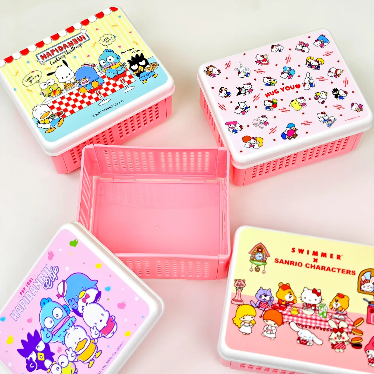 Kawaii Sanrio Storage Box Hello Kitty Anime Foldable Desktop Utility Storage Box Student Stationery Portable Folding Basket Gift