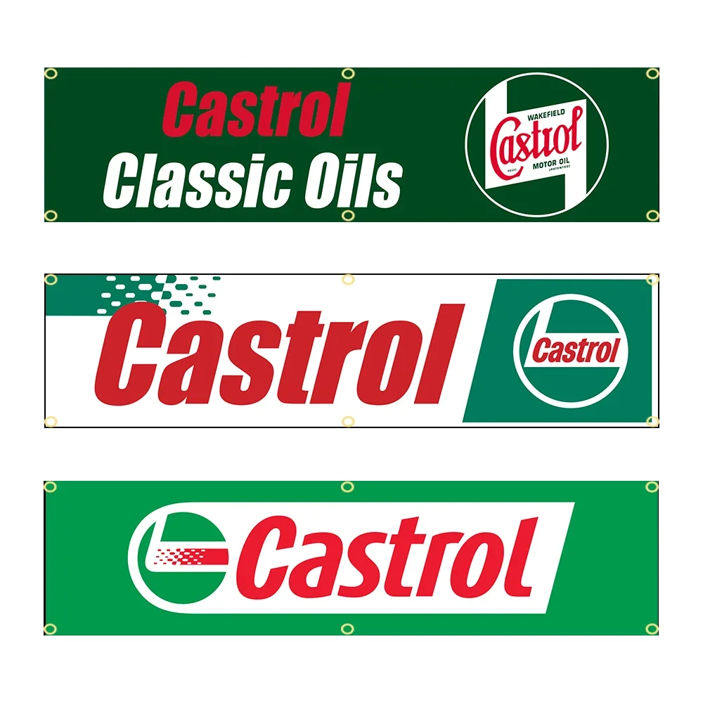 

60X240cm Castrols Banner Flag Polyester Printed Garage or Outdoor Decoration Tapestry