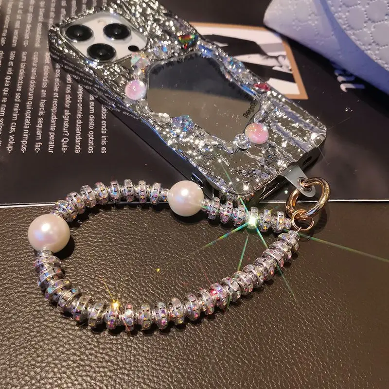 

Trendy Ins New Bling Rhinestone Pearl Beaded Short Strap - Phone Chain/Keychain/Bracelet Anti-Lost Anti-Theft