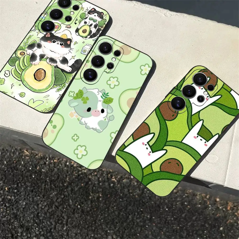 Fruit A-Avocado Cartoon Phone Case For Samsung S 24 Fe 25 Ultra Plus 20 Lite 21 30 22 23 24 22 Ultra 5G Fundas