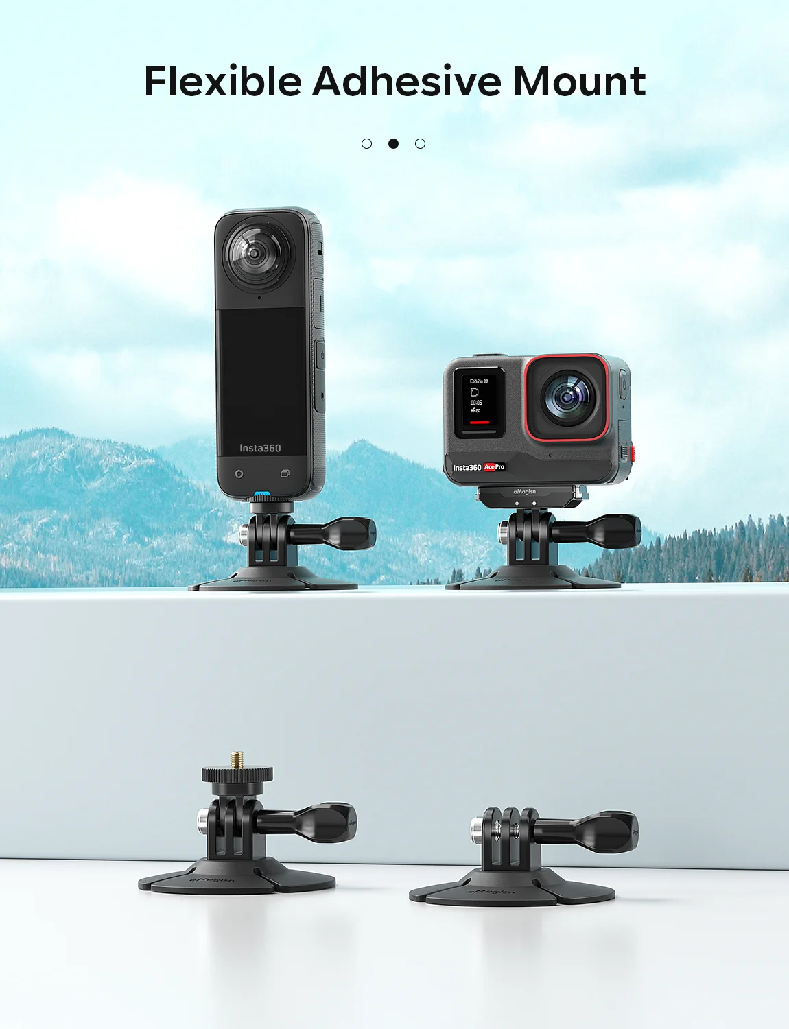 ل Insta360 X5/Go 3S/X4 X3/Ace Pro كاميرا مرنة لاصق قاعدة ملصق جبل دراجة نارية خوذة قاعدة ل DJI Action 4/Gopro