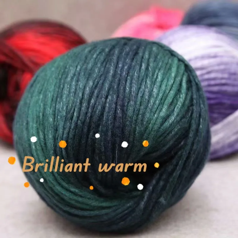 

140 г длинная бархатная радужная градиентная пряжа, шарф ручной работы, шапка средней толщины, шерстяная пряжа, сделай сам, вязаная крючком, мягкая, приятная для кожи, нить, шарик