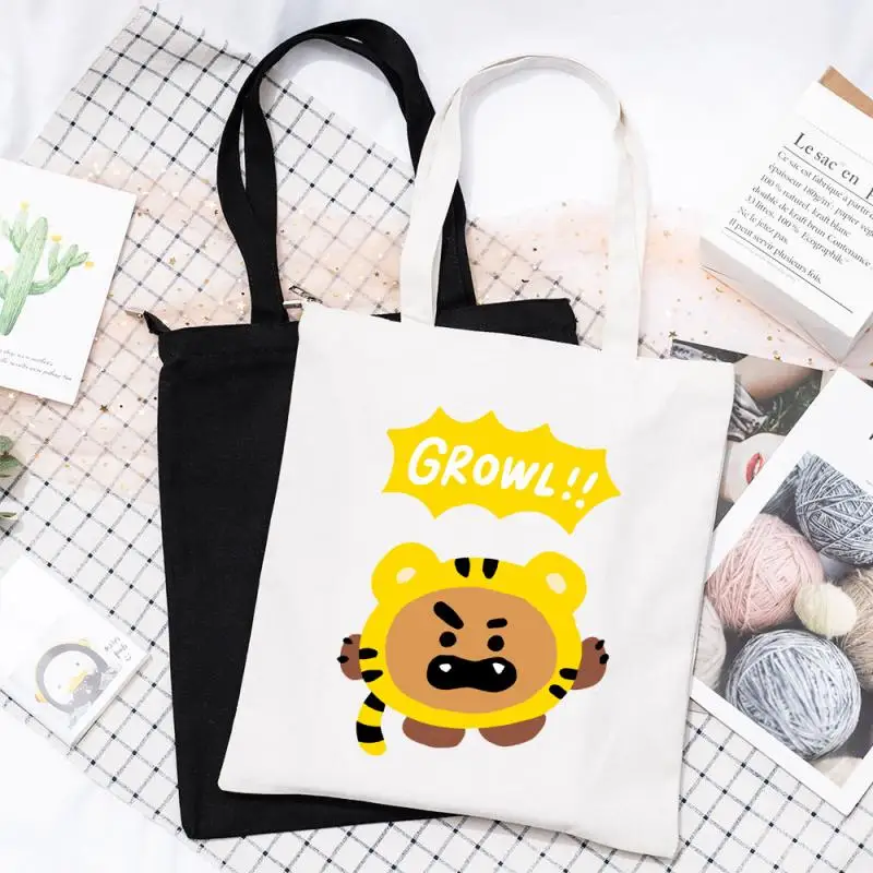 Anime Cartoon Bt21 Tata Cooky Shooky Canvas Storage Bag Y2K Fashion New Cute Casual Shoulder Bag Student Crossbody Bag Gifts