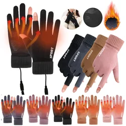 Electric Heated Gloves USB Rechargeable Hand Warmer Non-Slip Touch Screen Winter Ski Gloves for Outdoor Motorcycle Riding Skiing