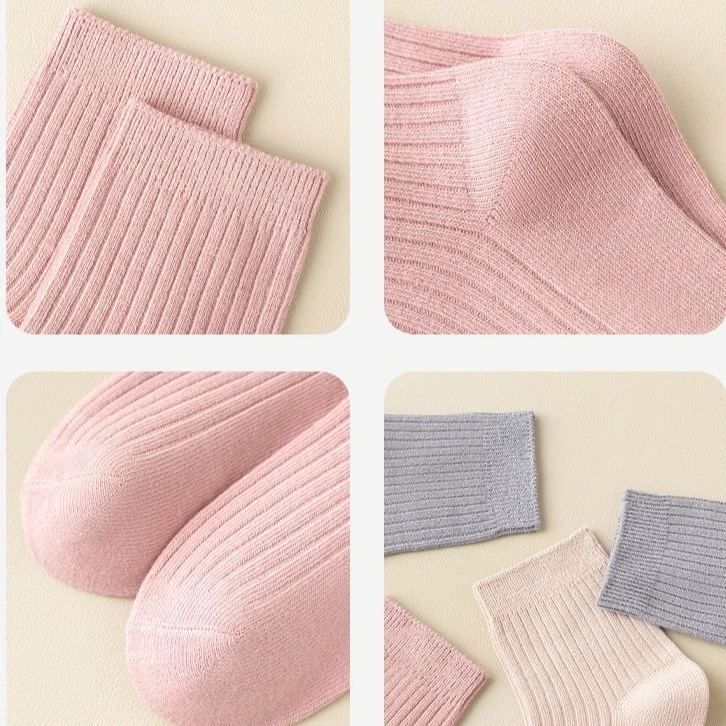 جوارب بناتي بإبرة مزدوجة بلون الحلوى من القطن الممشط بلون سادة للخريف والشتاء جوارب للأطفال للأطفال من سن 1 إلى 12 سنة #6