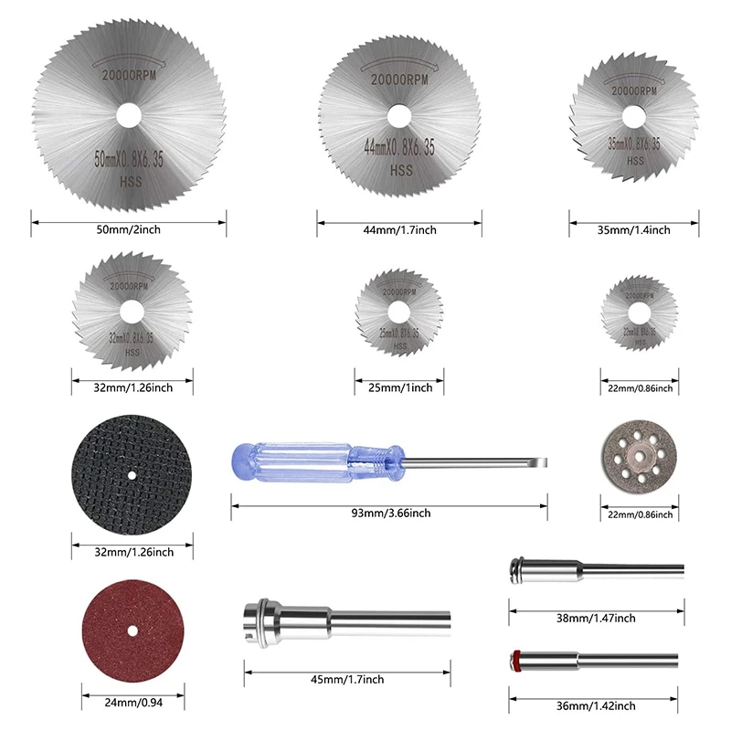 74Pcs Cutting Wheel Set HSS Circular Saw Blades Diamond Cutting Discs For Wood Plastic Metals For Dremel Rotary Tools