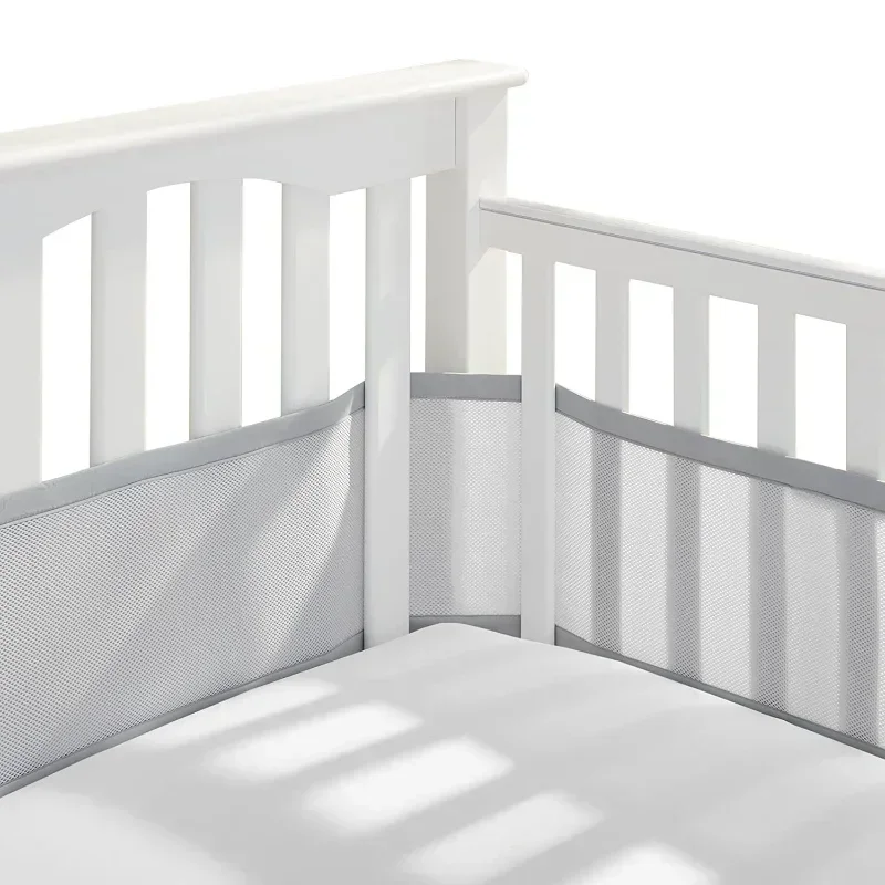 Baby Mesh Crib Bumper Liner - Summer Home Newborn Cot Protector, Breathable Infant Bedding Around Guard