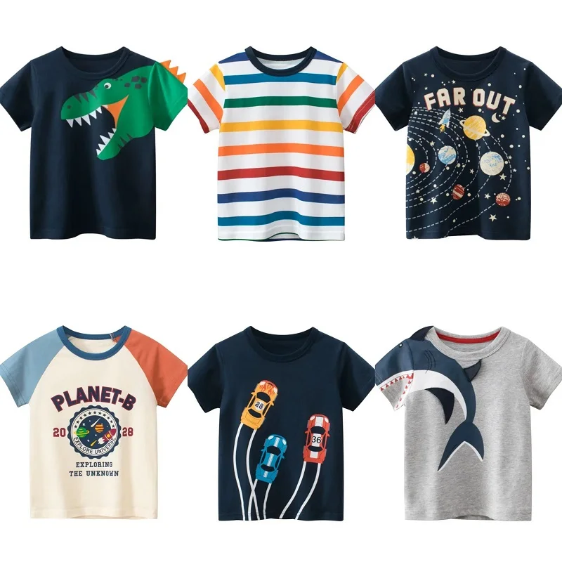 2 3 4 5 6 7 8 9 Years Boys Short Sleeve T-shirts Korean Version Kids Clothing Children Cotton Tees Summer Cartoon Tops