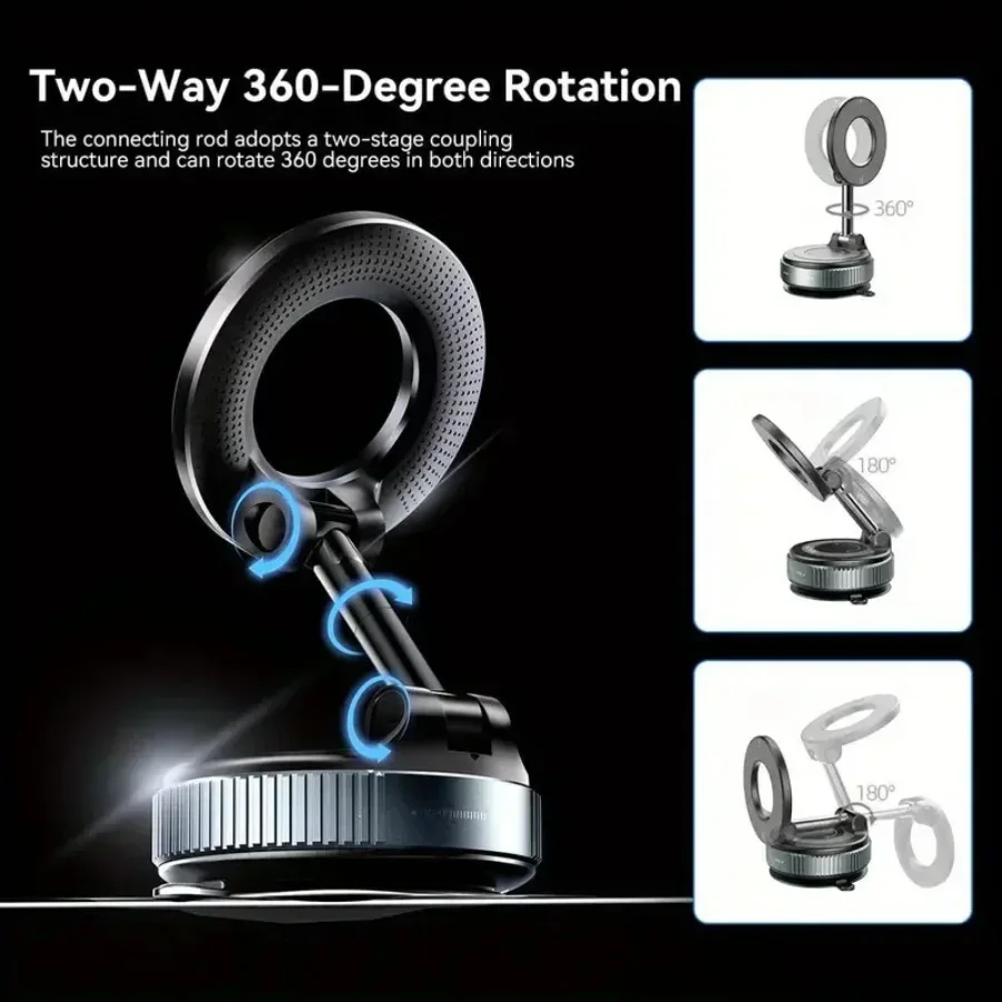 2026 Upgraded Vacuum Magnetic Car Phone Holder 360° Reinforced 96LBS Ultra Suction Cup Phone Mount for MagSafe Cell Phone