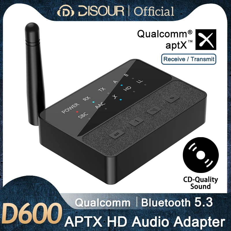 Qualcomm Bluetooth 5.3 aptX/HD/LL Audio Adapter RCA AUX 3.5MM Wireless Stereo Receiver Transmitter Low Latency Lossless Sound