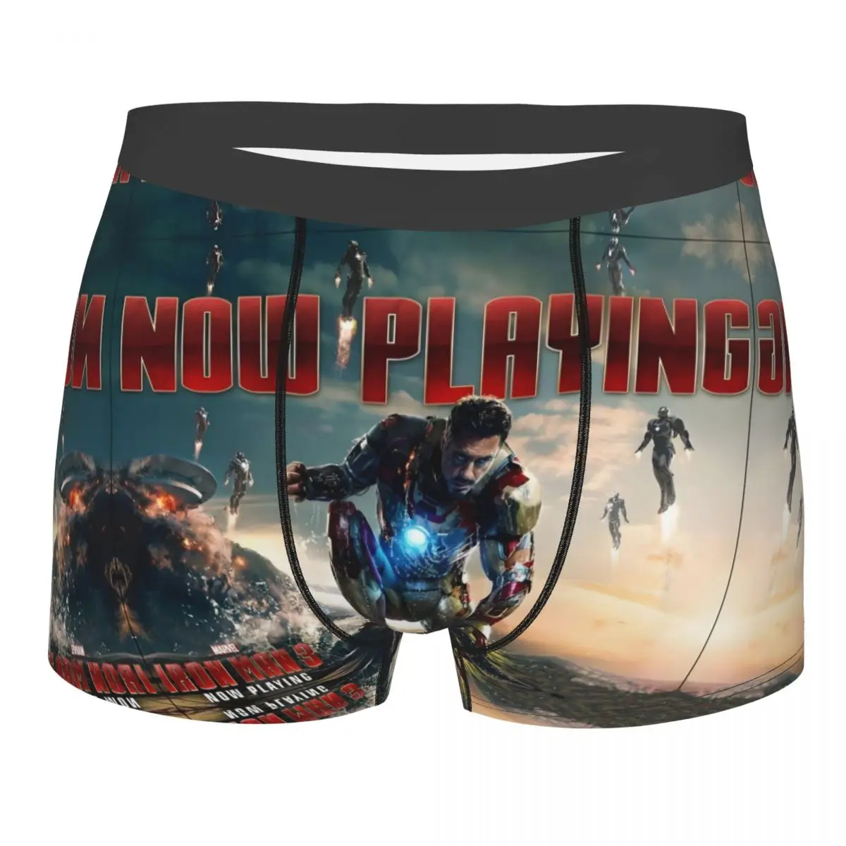 Calzoncillos de algodón de animación de Marvel para hombre, ropa interior cómoda, Calzoncillos Bóxer, Iron Man