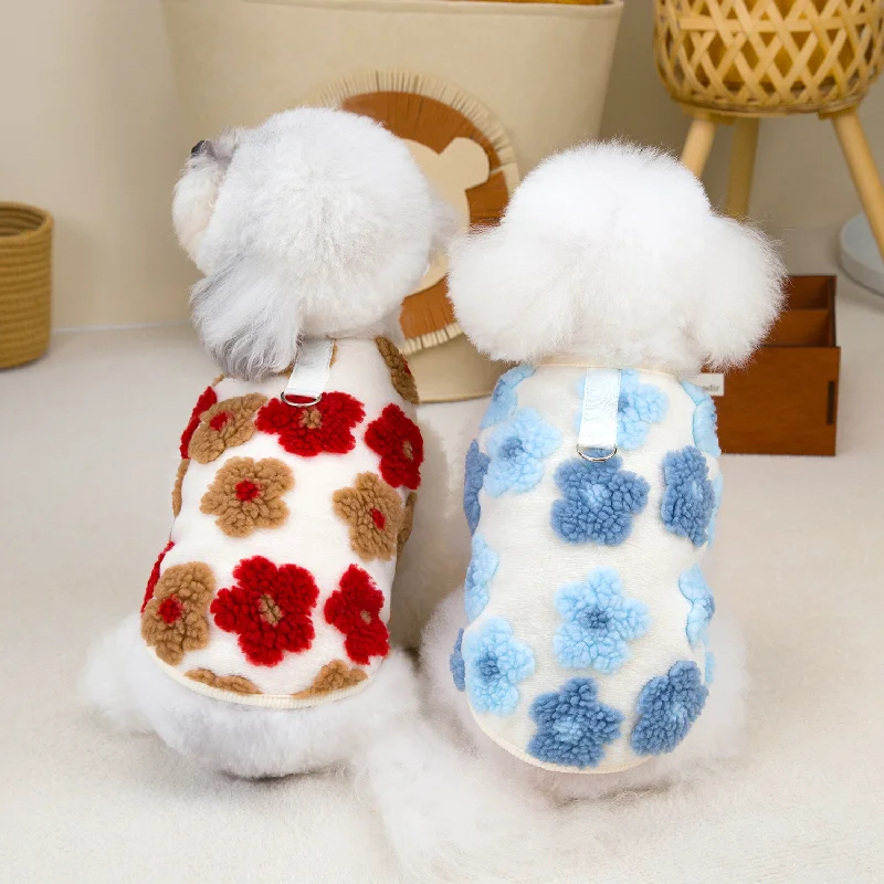 

Winter Warm Dog Sweater Puppy Coat for Small and Medium Doggy Pomeranian Chihuahua Jacket With Flower and Ring Outdoor Clothing