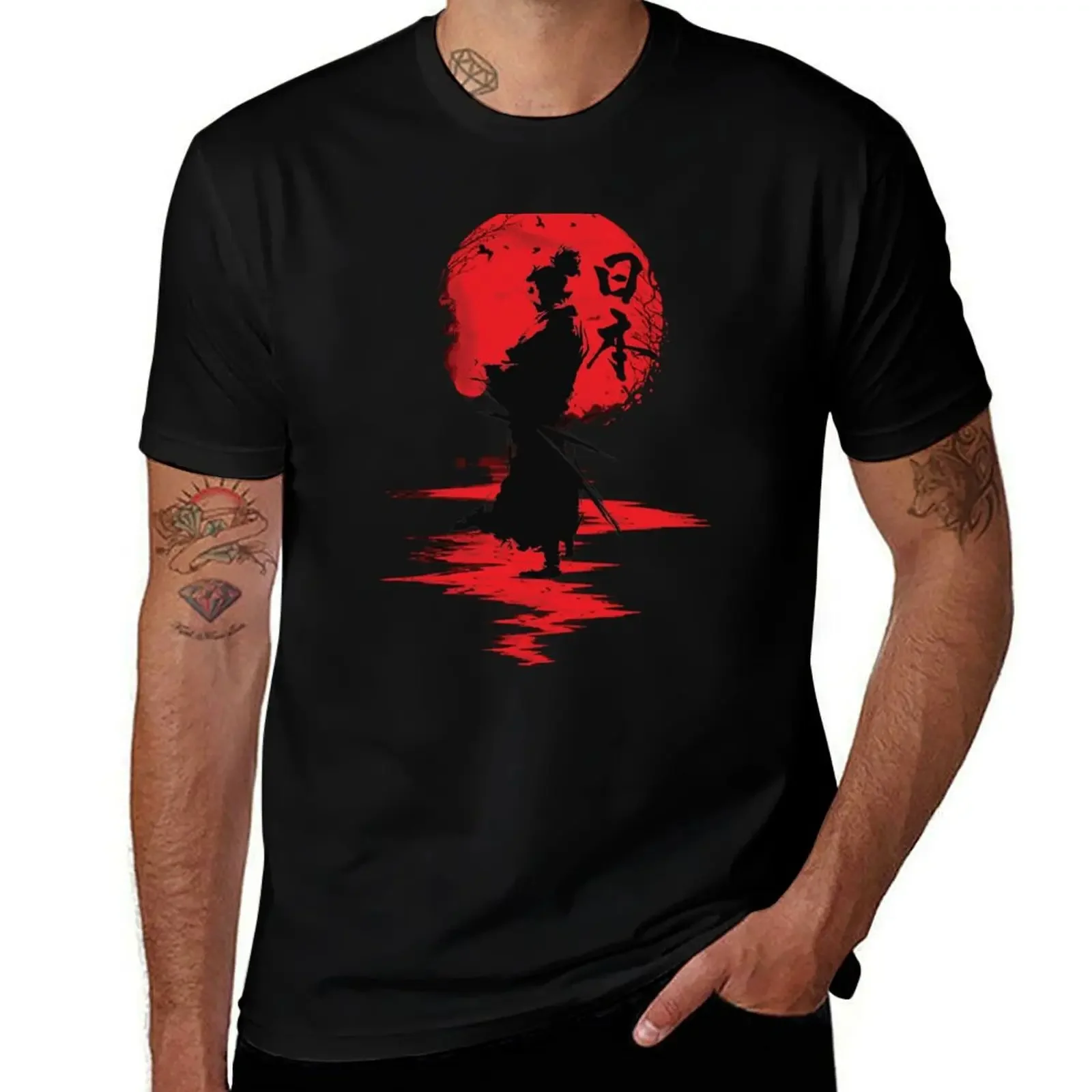 Samurai with sunset and katana , best gift for ronin lovers T-Shirt quick drying designer shirts mens big and tall t shirts