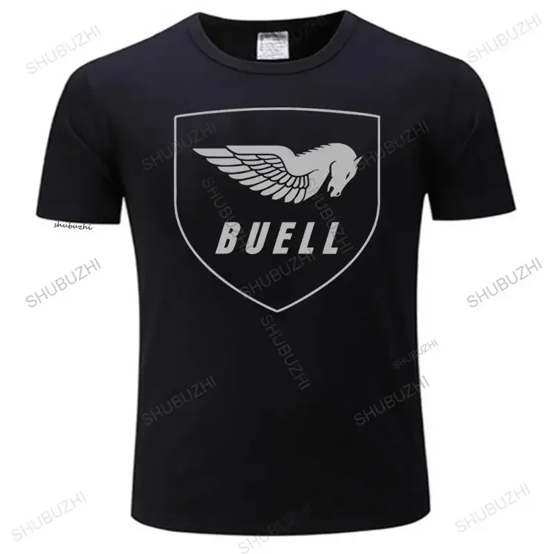 

Men's summer high quality t shirt Buell Motorcycle Company Logo Loose Size Tee Shirt unisex fashion crew neck t-shirt black