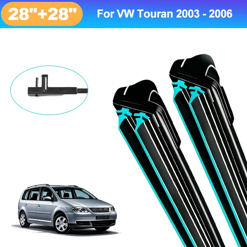 For VW Touran 2003 - 2006 28+28 Inch Front Wiper Blades Double Rubber Mute Windshield Windscreen Car Accessories
