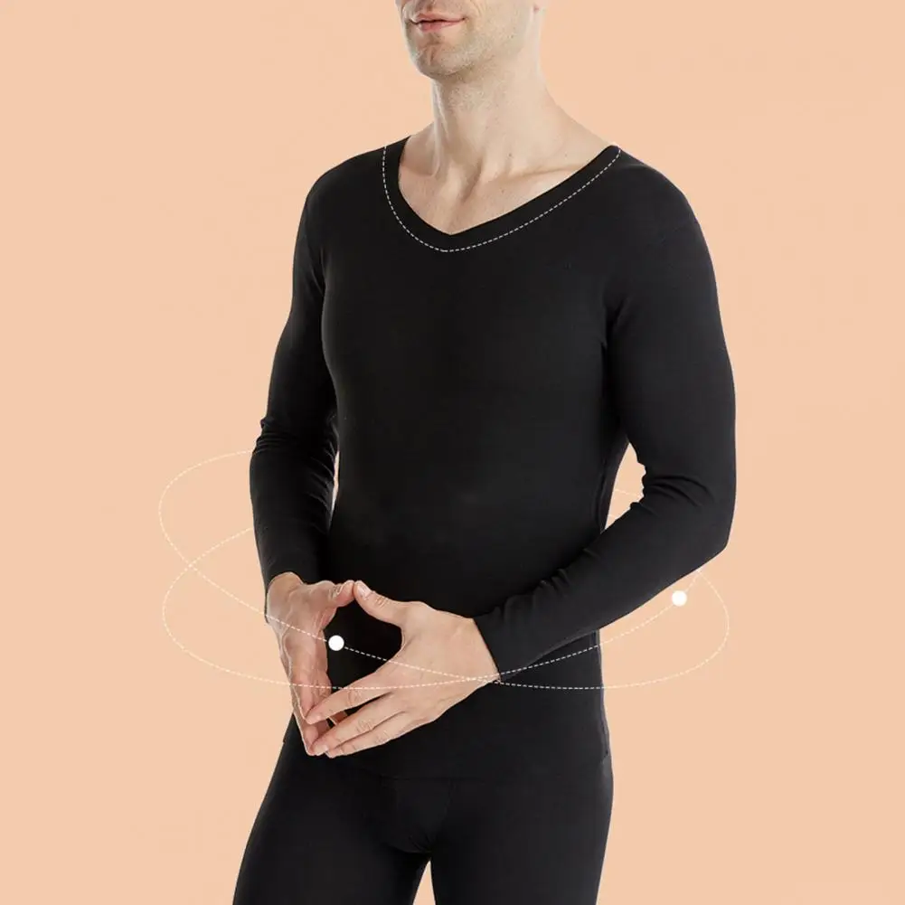Men's Thermal Underwear Autumn Winter Long Johns Thermal Underwear Tops And Bottoms Set V-Neck Seamless Underwear For Man
