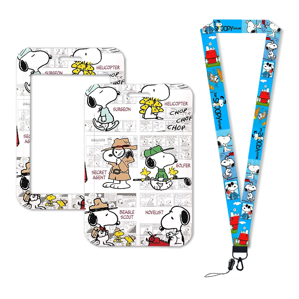 Snoopy Cute Cartoon Plastic Card Bus Holders Keychain Xmas Work Card Bus Access Student Card Holder PVC Keychains for Sale