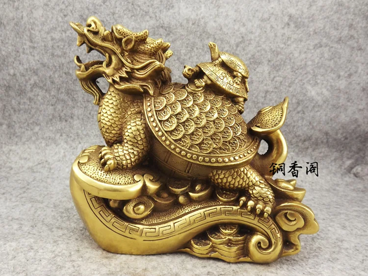 Bonne chance maison bureau entreprise haut efficace mascotte prospère affaires laiton dragon tortue FENG SHUI statue
