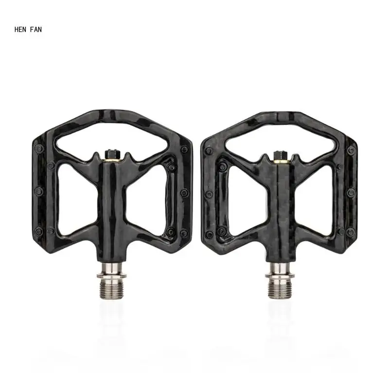 Carbon Fibers Mountain Bikes Pedals, 9/16Inch Flat Pedals Antislip & Watertight M89D