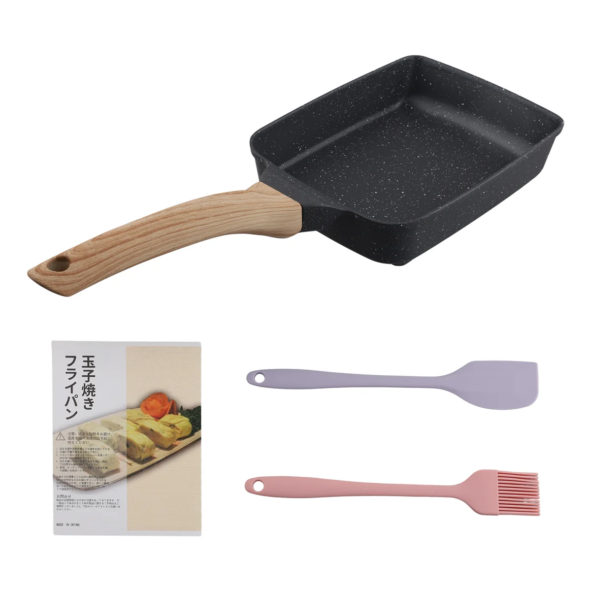 Tamagoyaki Pan Nonstick Japanese Omelette Pan Egg Roll Detachable Anti Scalding Handle for Stove Kitchen Accessories A