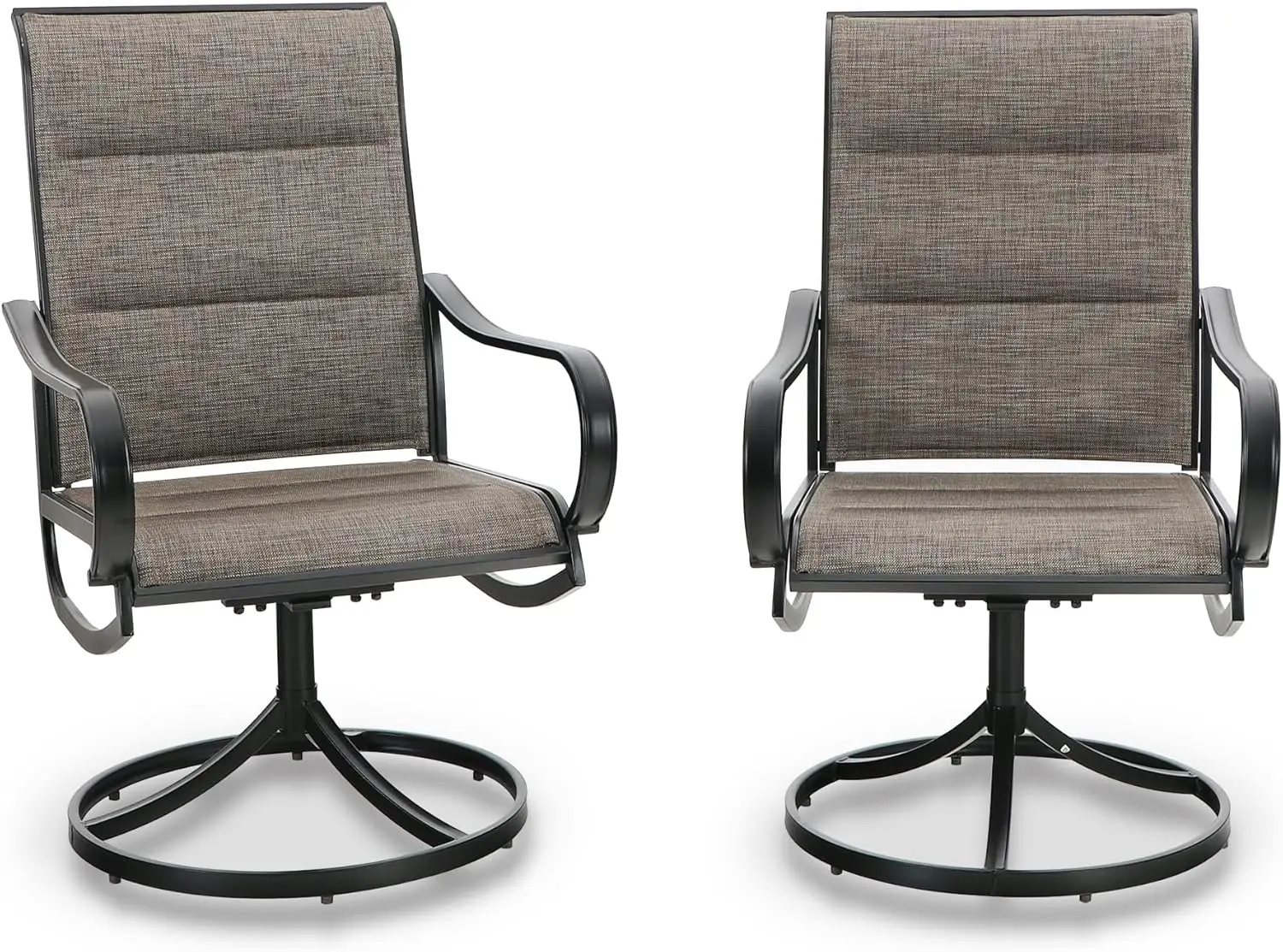 

Outdoor Swivel Patio Dining Chairs Set of 2, All Weather Patio Chair with Padded Textilene & Metal Frame