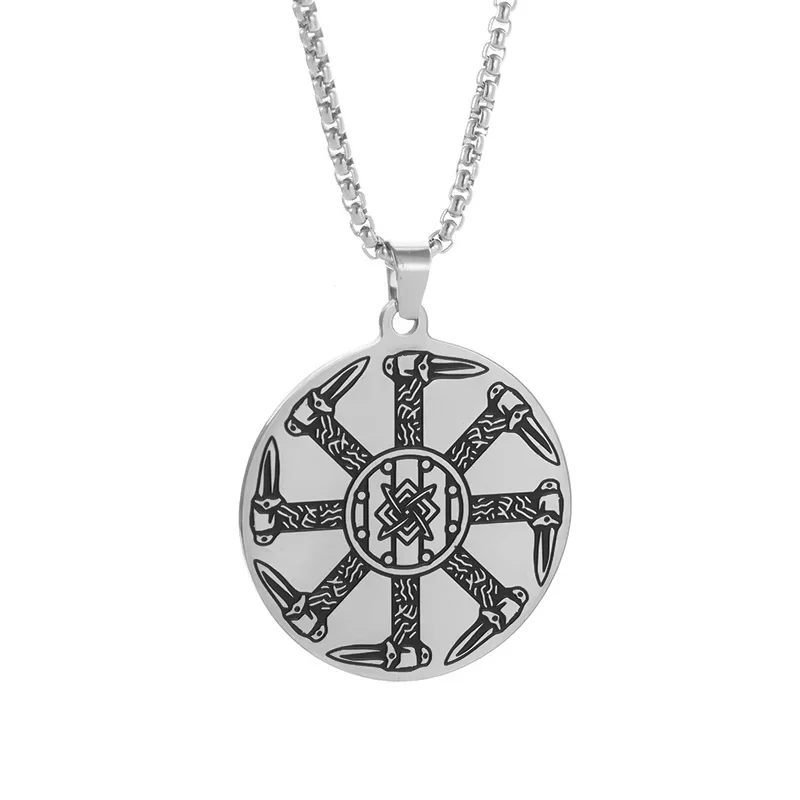 Fashionable Buddhist Swastika Stainless Steel Pendant Necklace for Men and Women Fashion Personalized Rock Party Jewelry