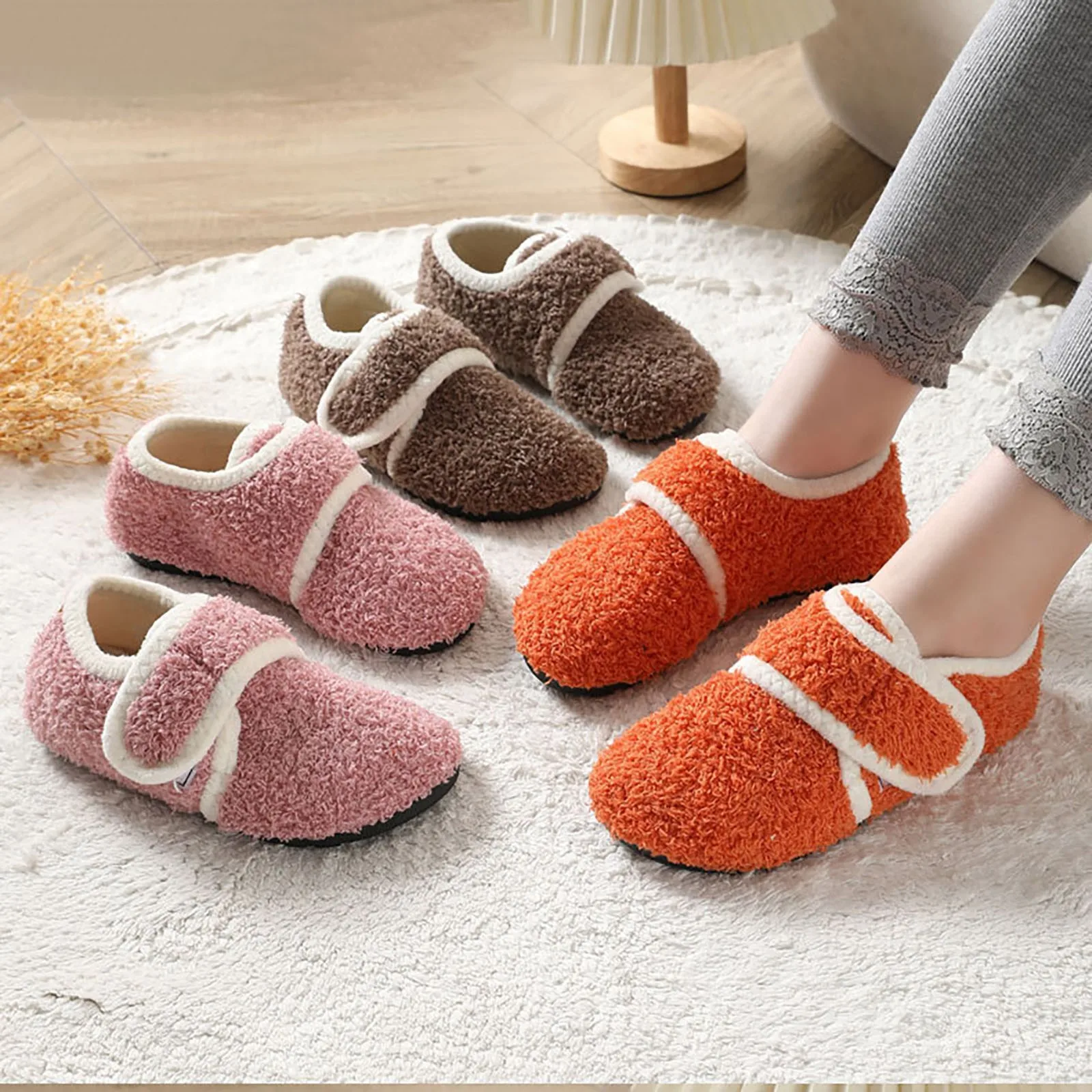 Fluffy Children Floor Slippers Kids Cute Home Non Slip Cotton Colorful Slippers Cute Funny Plush Fluffy Indoor Home House Shoes