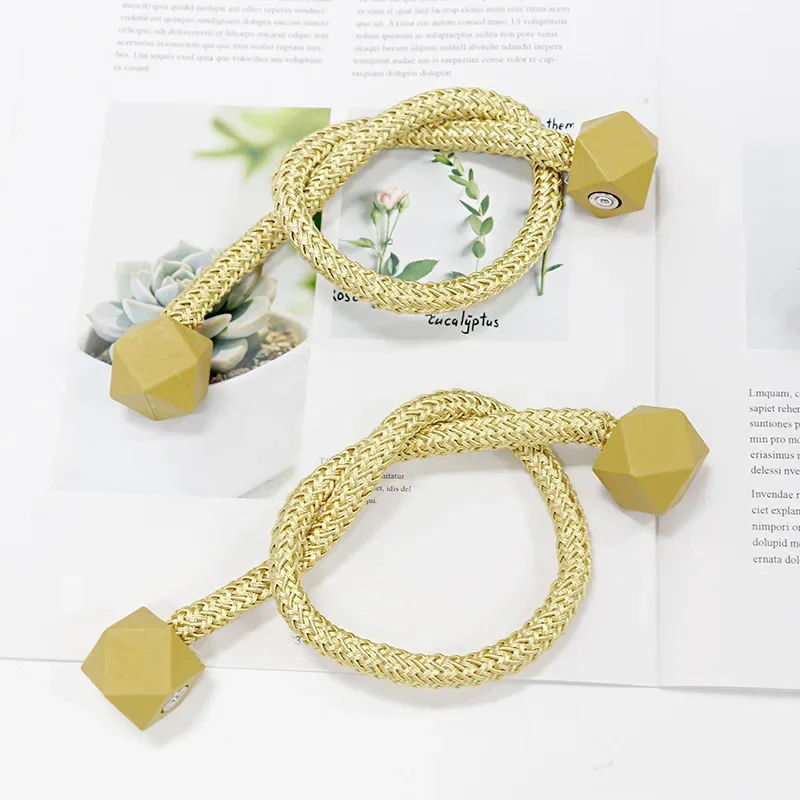 2PCS Magnetic Curtain Tiebacks Decorative Curtain Holdback Rope Convenient Curtains Tie Backs Strong Magnet Curtain Holder Clips