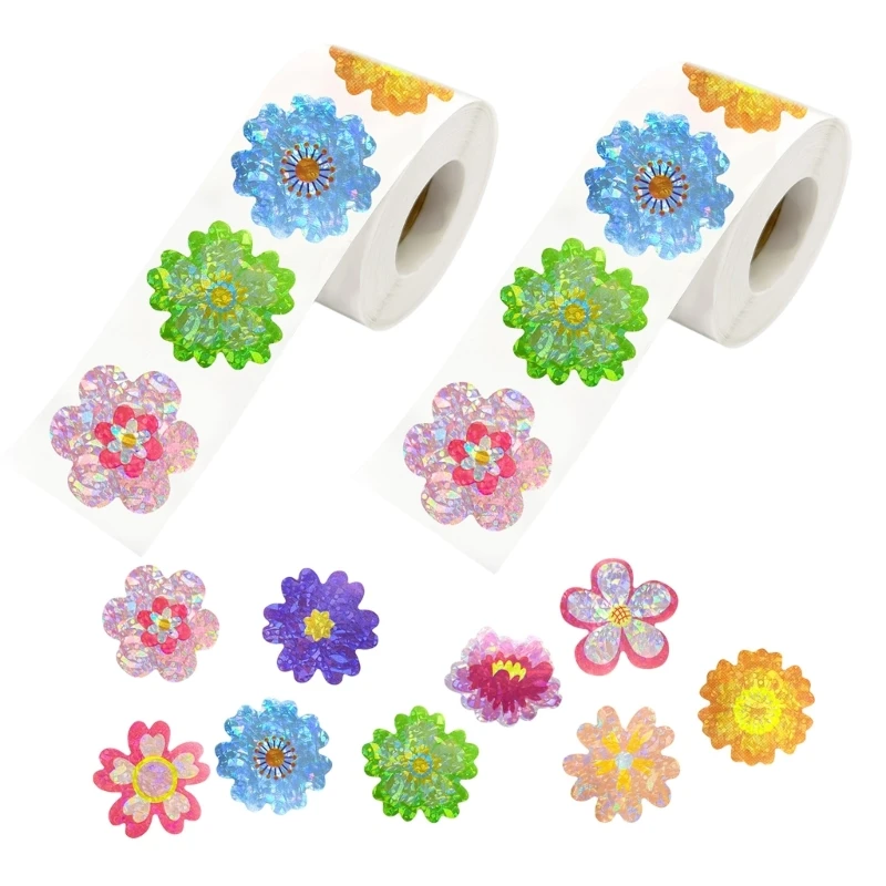 U55B 1000Pcs Glittering Flower Sticker For Art Craft Scrapbooking Classroom Reward