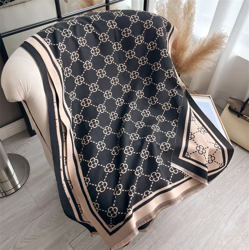 Luxury Cashmere Plaid Scarf Winter Women Pashmina Shawls Warm Blanket Wraps Female Foulard Bandana Brand Thick Scarves Hijab