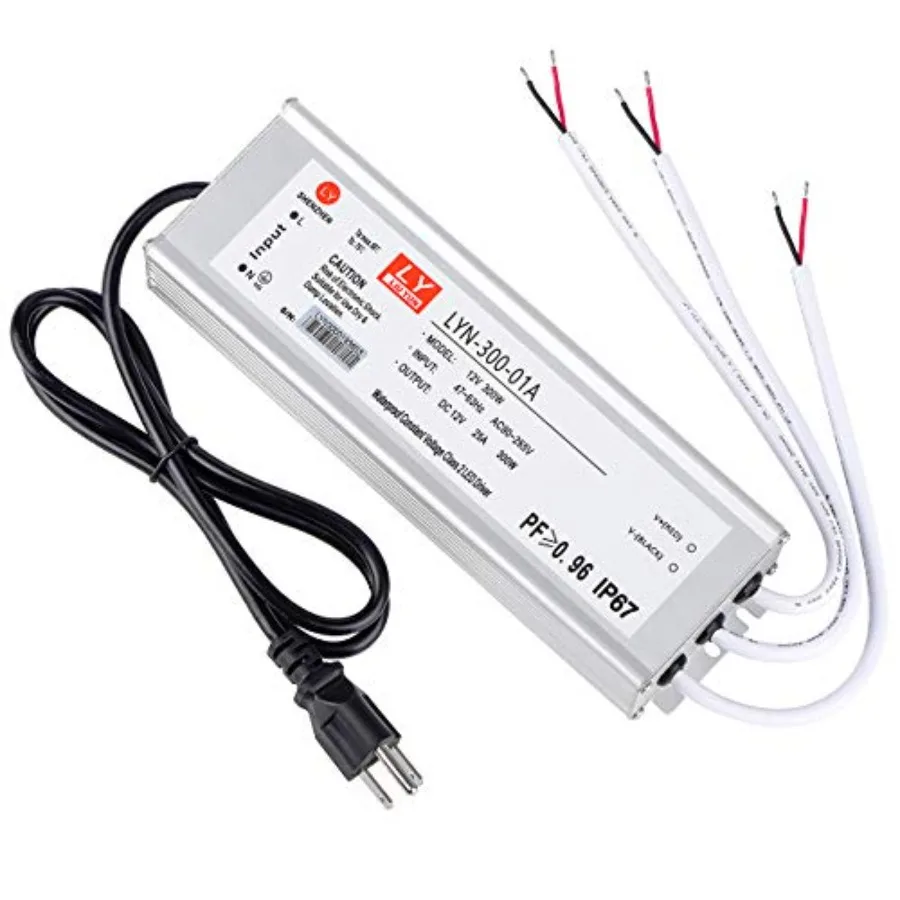 

LED Driver 300 Watts 100W X3 25A Waterproof IP67 Power Transformer Adapter 90-265V AC to 12V DC Low Voltage Output with 3-pin P