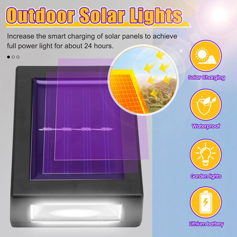 防水ソーラーウォールライト、屋外ガーデンデコレーション、上下、暖かいライト