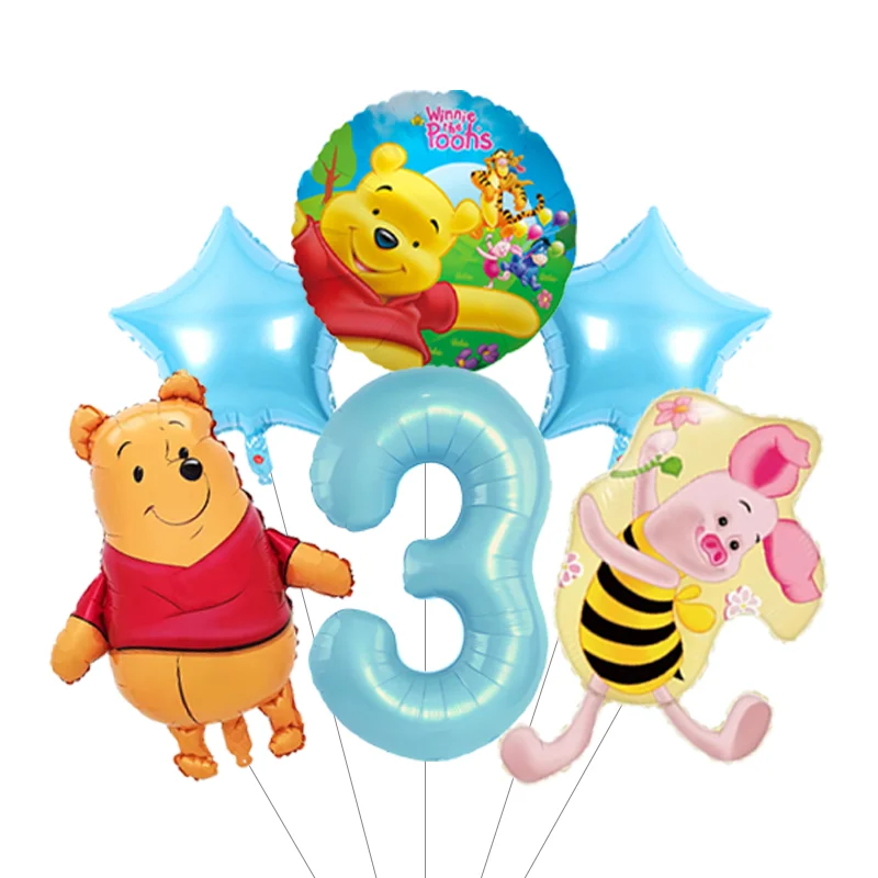 Cartoon Winnie The Pooh  Aluminum Foil Balloons Set Number Birthday for Kids Birthday Party Baby Shower Decorations Gifts - view 4