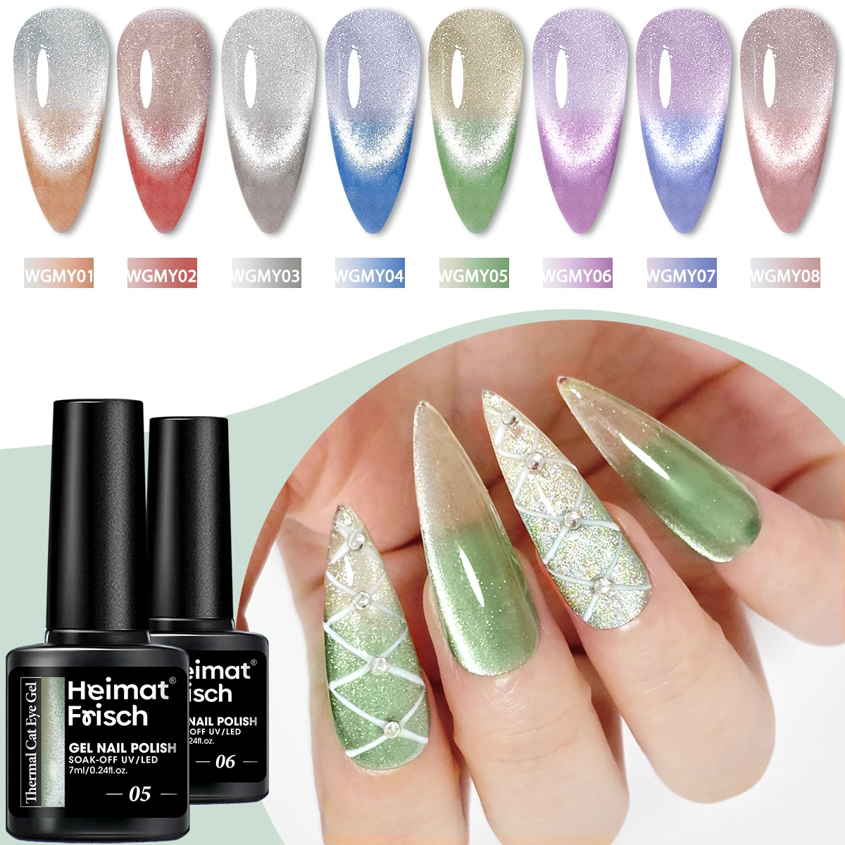0,24 Unzen temperaturwechselnder Gel-Nagellack, semi-permanenter Dip, wärmeempfindliche Nail-Art-Beschichtung, langanhaltendes Finish.