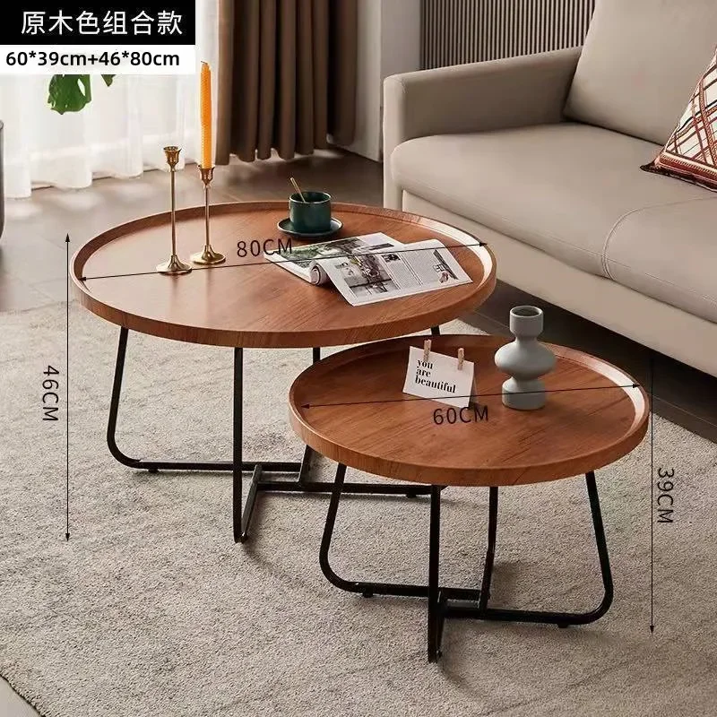 Nordic Light luxury multifunctional coffee table modern simple living room home small round combination coffee table