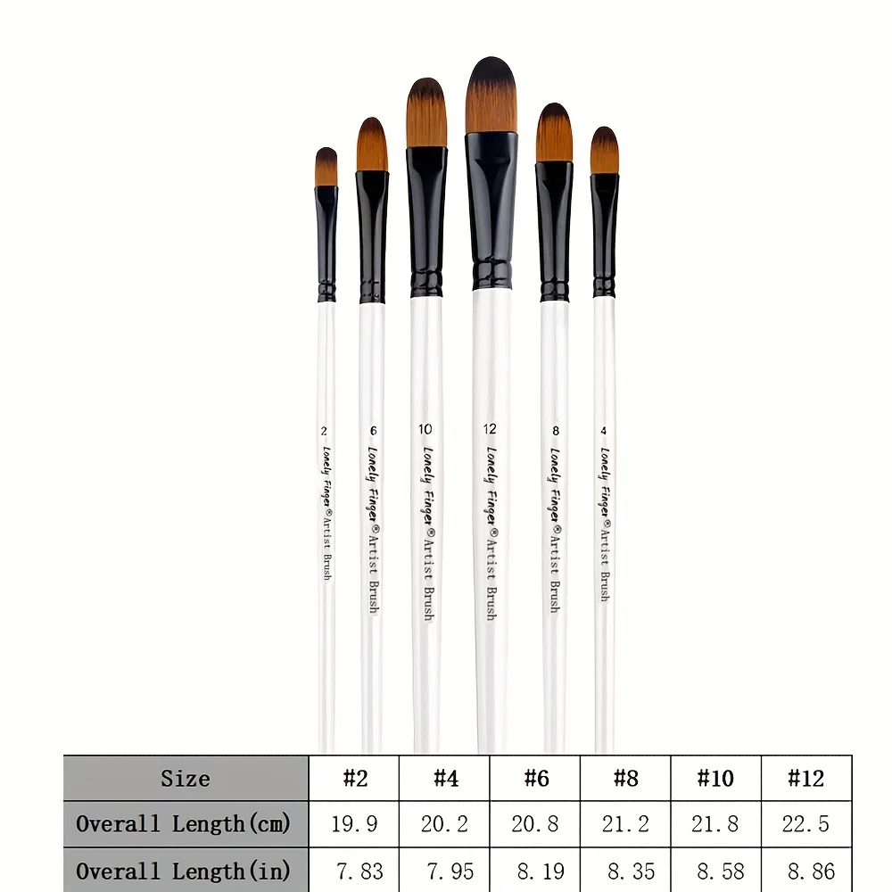 6pcs Artist Paint Brushes Set Nylon Tips Artist Paint Brushes For Acrylic Oil Watercolor Acrylic Painting Body Face Rock Art