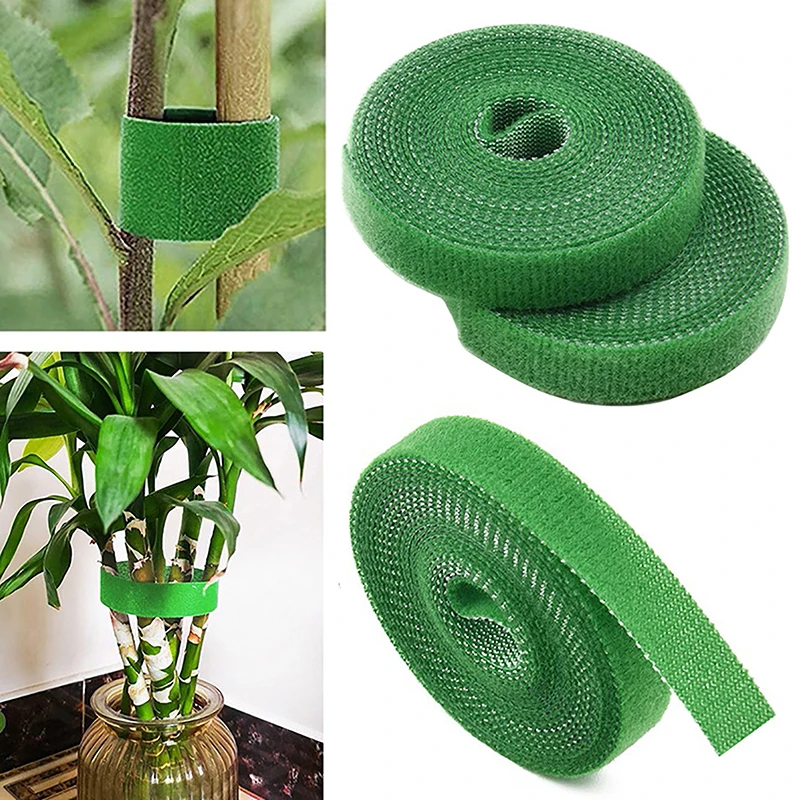Corbata de vendaje de nailon para plantas, lazos de gancho reutilizables para plantas, cinta de sujeción verde, envoltura de caña de bambú, soporte, accesorios para el hogar y el jardín, 1/3/5M