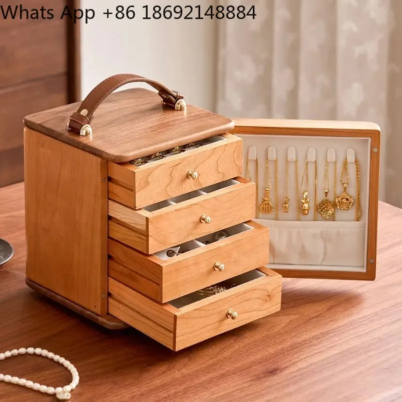Black walnut solid wood jewelry box, multi-layer storage box, high-end exquisite and large capacity