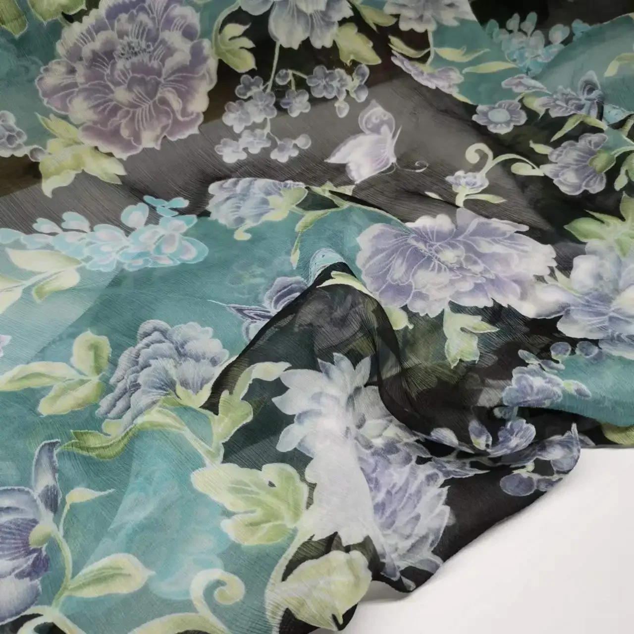 On Sale New Mulberry Silk Georgette Floral Printed Qualified 100% Silk Breathable Fabric