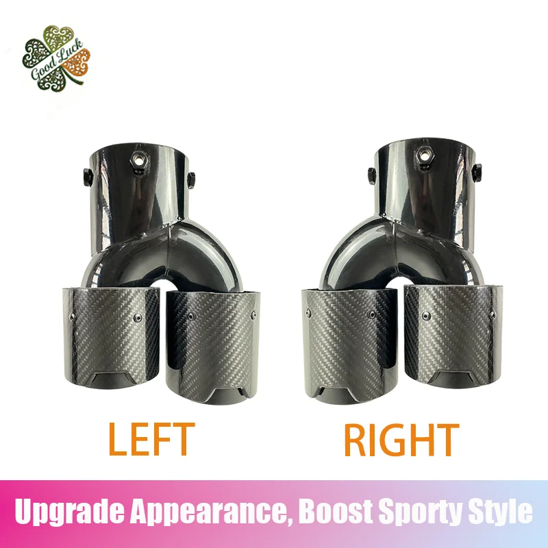 2pc H-Style Dual Exit Carbon Fiber Tail Muffler for BMW G20 G28 320 325 330 MP Replacement Installation Decorative Exhaust Pipe
