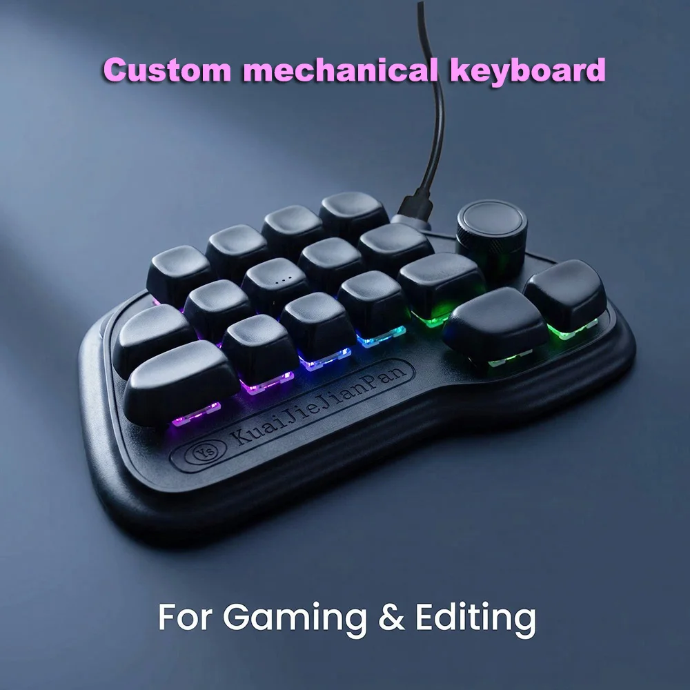 DIY 17-key mechanical mini keyboard with three modes for drawing, PS work, gaming, programming, and painting; wireless Bluetooth