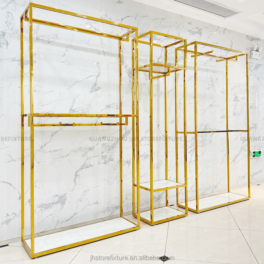 Custom.Luxury Wedding Dress Display Stand Gold Edelstahl Store Display Rack Regale für Bag Retail Store