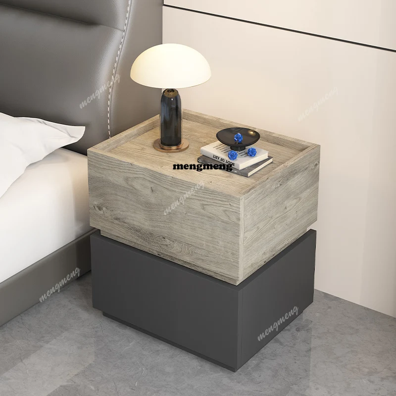 Gray Colour Nightstands Wooden Classic Storage Minimalist Unique Nightstands Modern Space Saving Comodini Bedside Cupboard