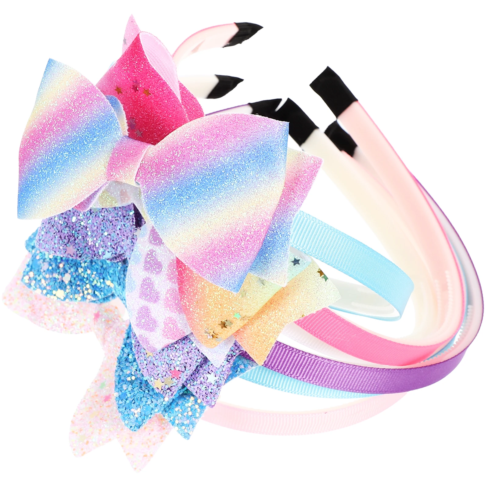 

6 pcs Glitter Bow Headb Sequin Hairb Plastic Girls Accessories Cute Toddler Bow Kids Party Carnivals Graduation Cosplay Props