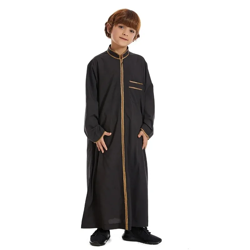 Saudi Dubai Muslim Abaya Jubba Thobe Kids Boy Arabia Teenagers Long Maxi Dress Turkey Kaftan Islamic Caftan Eid Ramadan Clothing