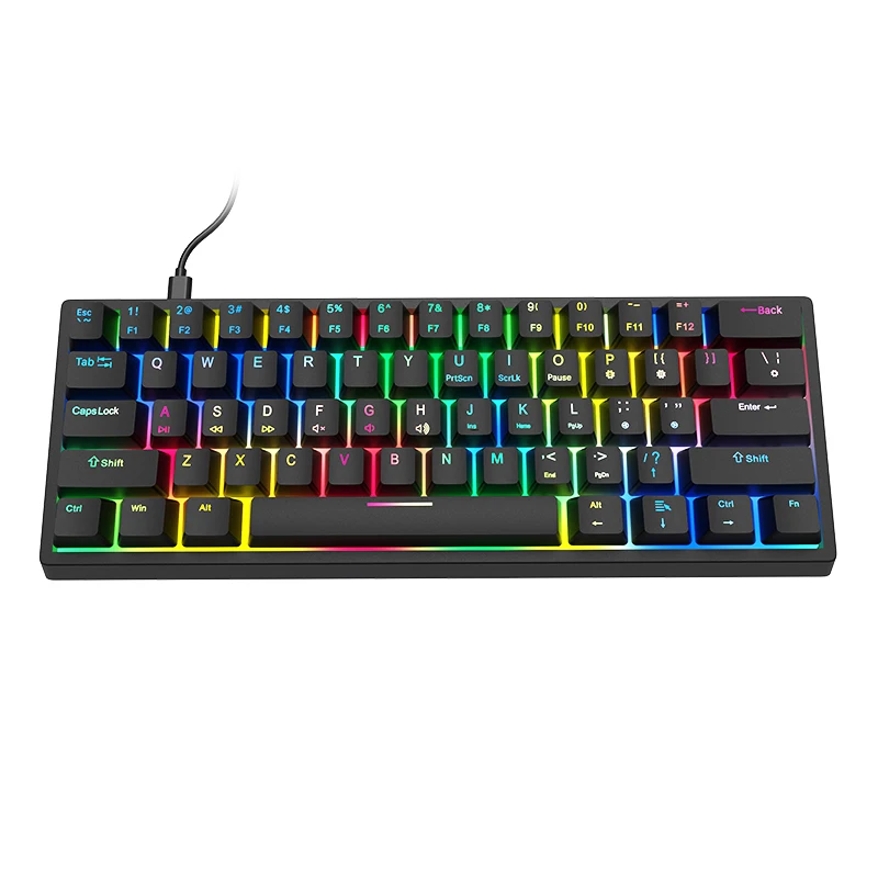 YYHC-Ready to Ship Mini 61 Keys wired Gaming Professional  Light Backlit Mechanical Keyboard