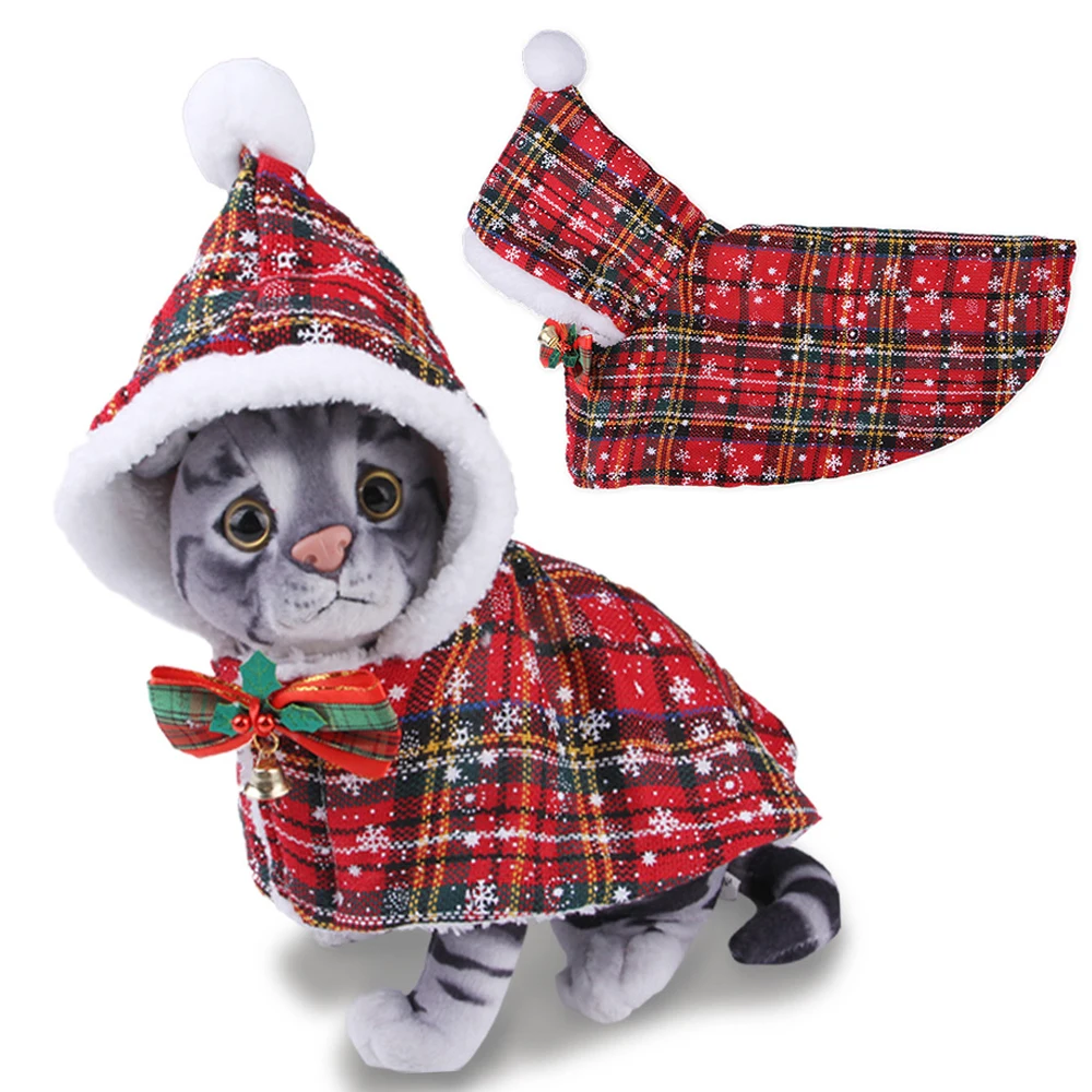 Dog Hooded Cloak Autumn Winter Pet Coat Christmas Cat Cloak Pet Cloak Cute Cat Accessories Dog Clothes For Puppy Chihuahua